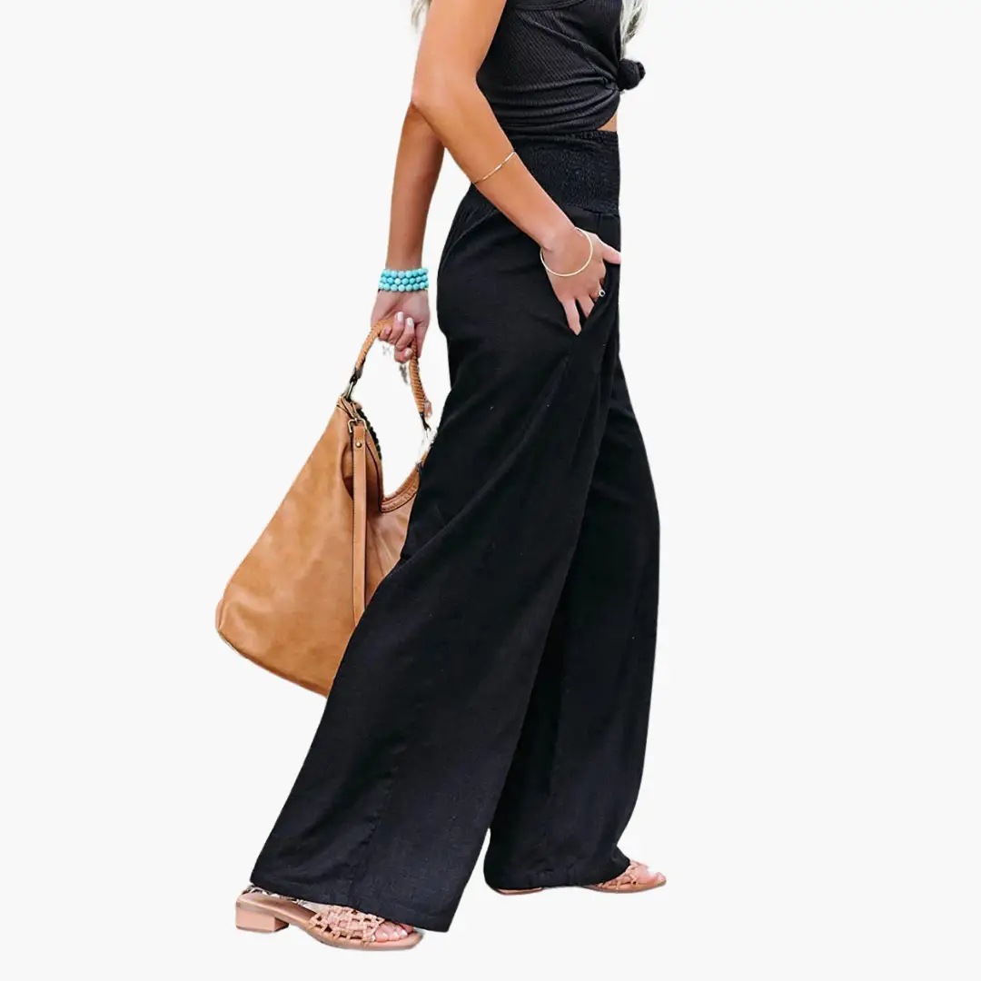 Wilfred Smith Palazzo trousers for women – wide, lightweight black summer pants