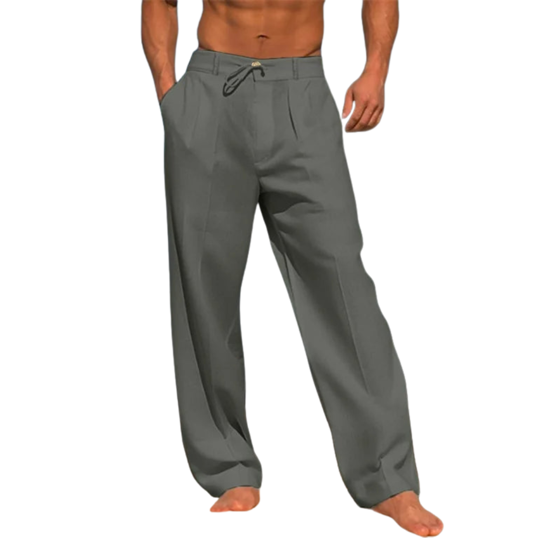 Men's casual pants with drawstring waist and side pockets, gray Wilfred Smith trousers