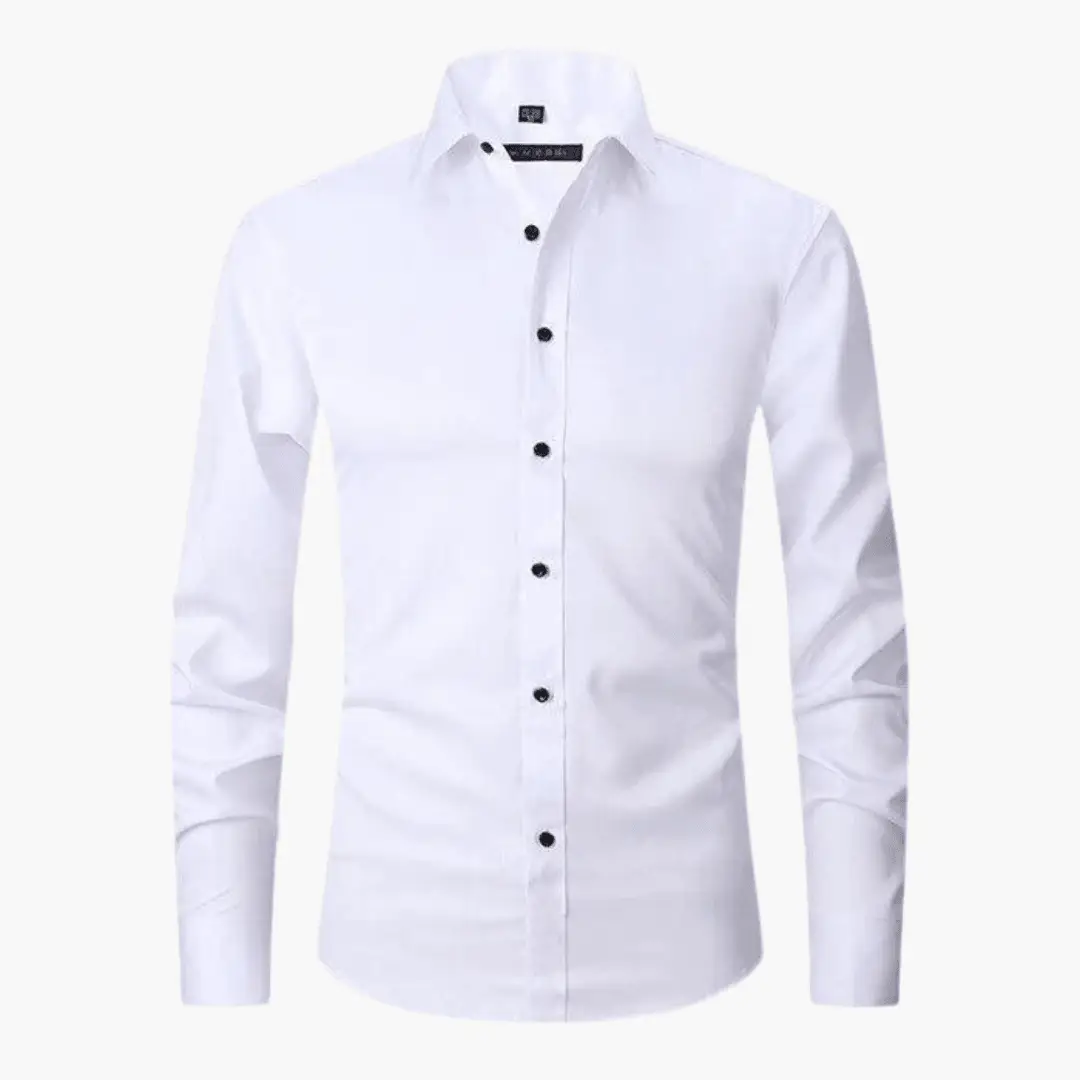 Slim-Fit Shirt for Men by Wilfred Smith in white with black buttons