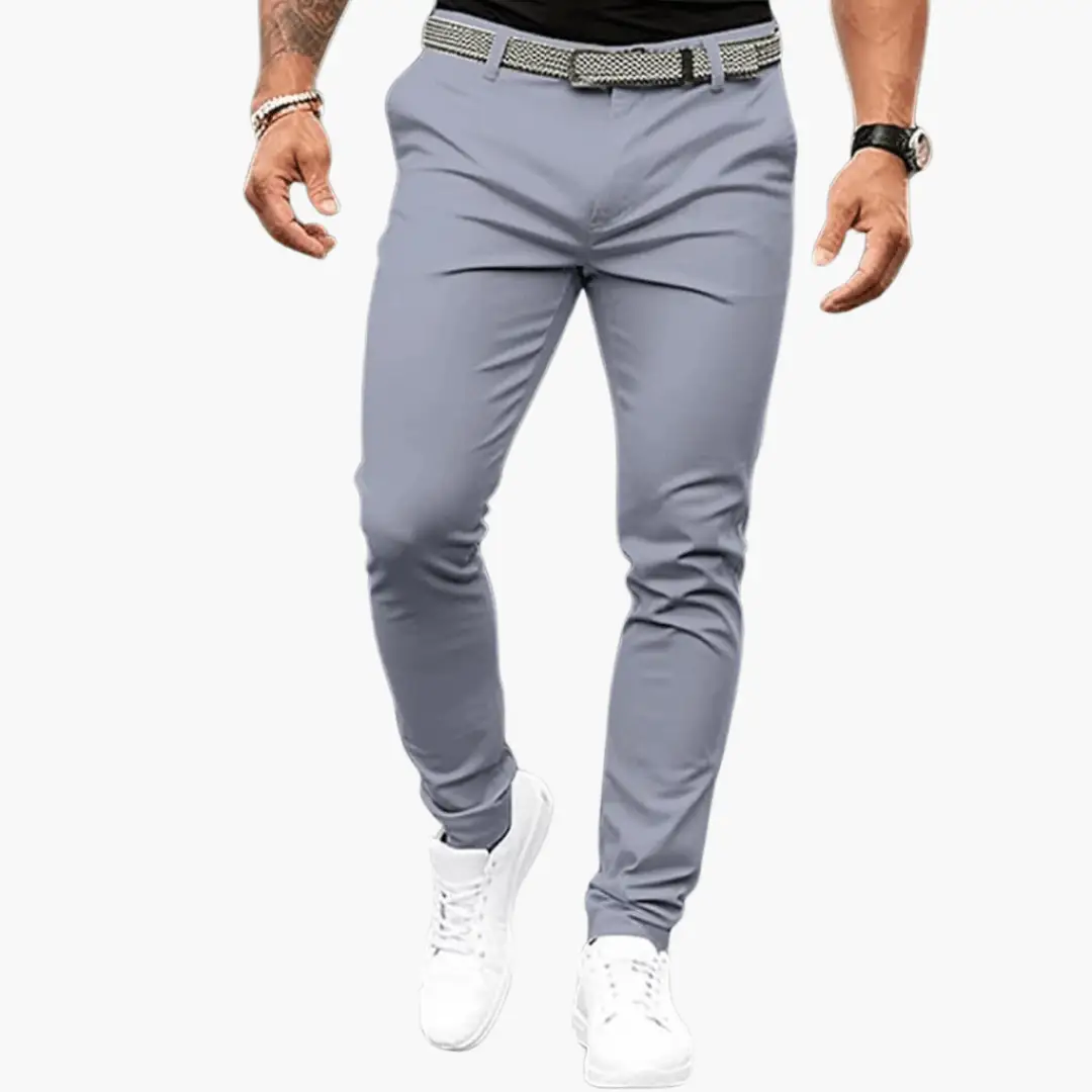 Men’s Business Pants with defined fit and waistband; light gray Wilfred Smith trousers
