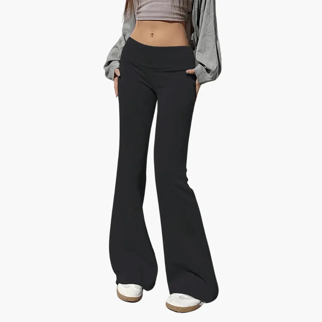 Flared knitted trousers for women by Wilfred Smith in black with high waist