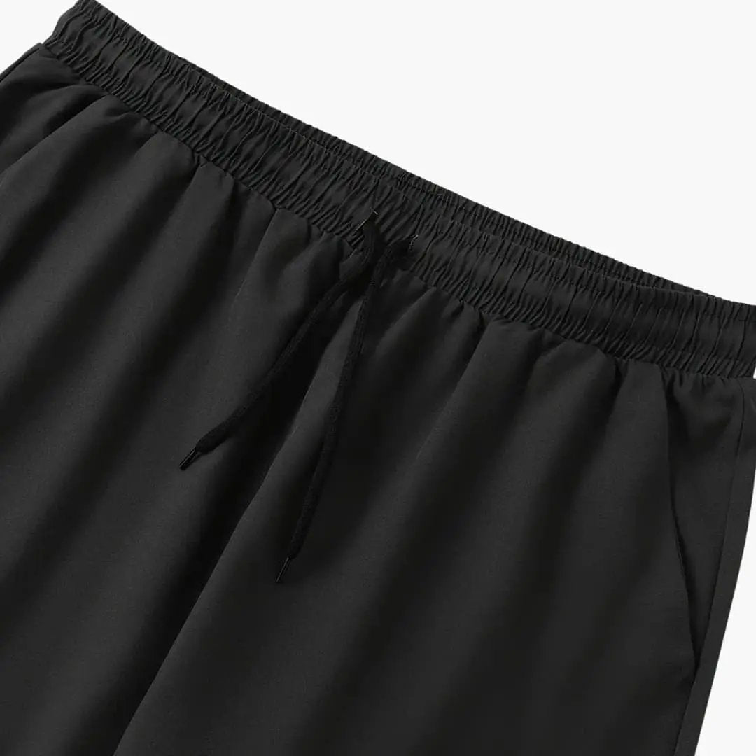 Men’s Joggers by Wilfred Smith, black straight-leg joggers with elastic waistband and drawstring