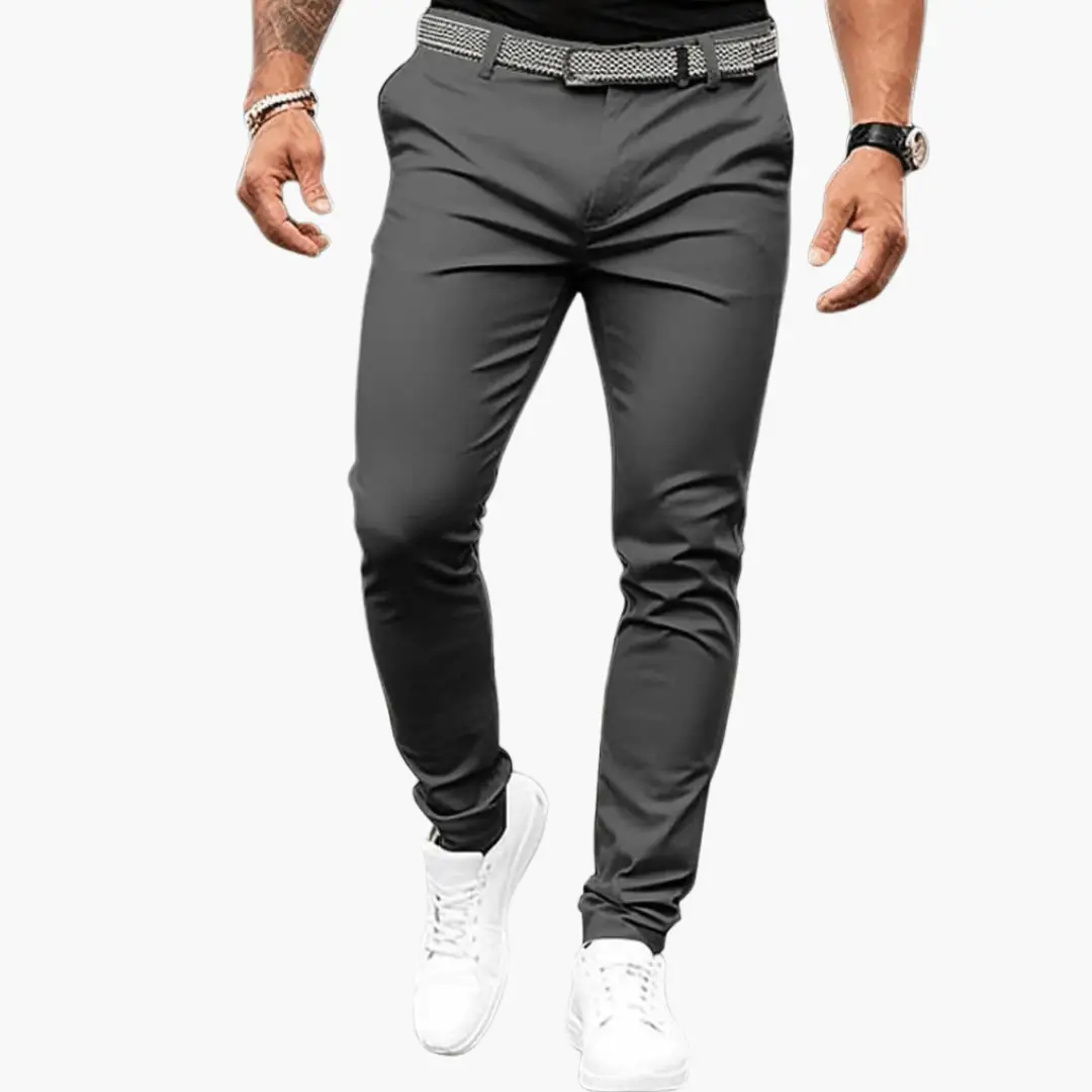 Men’s Business Pants in charcoal gray with a defined fit and waistband