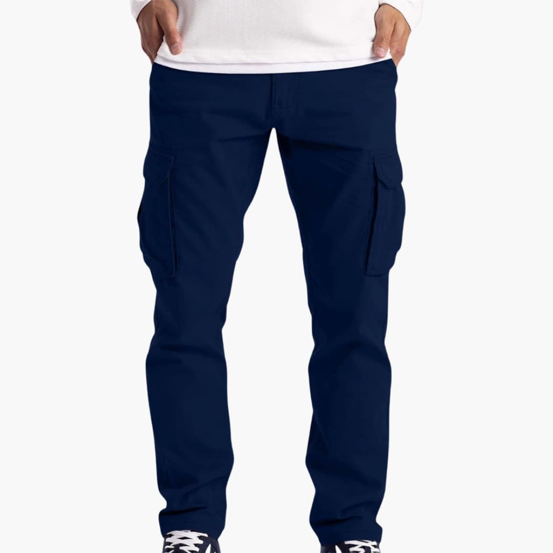 Men's Summer cargo pants in navy with side pockets