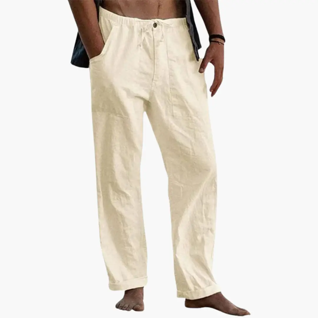 Leisure pants for men beige relaxed-fit trousers with a comfortable waistband