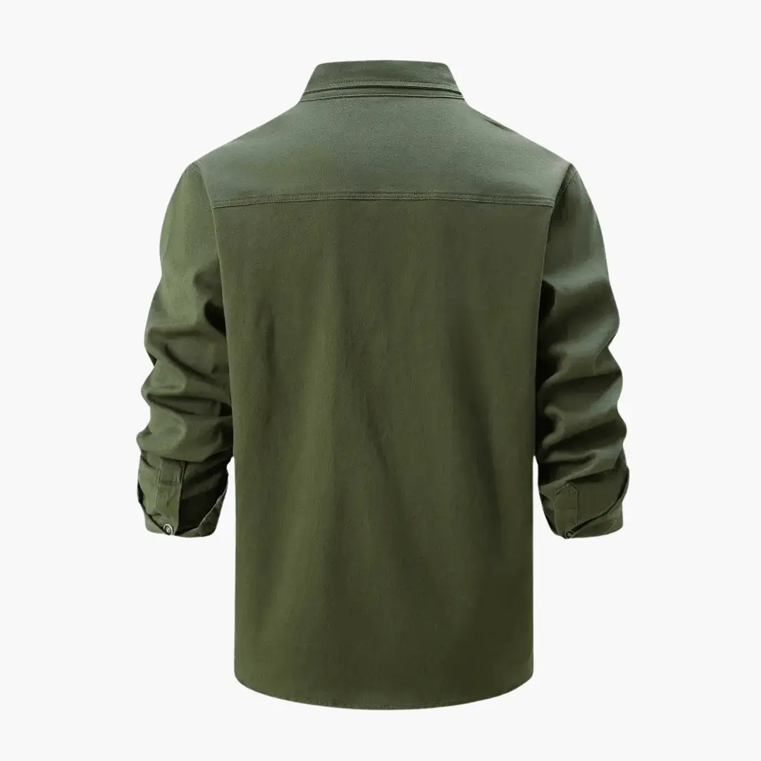 Men's long sleeve shirt by Wilfred Smith, premium cotton, olive green, slim fit
