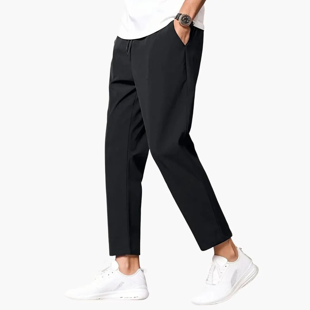 Men’s joggers by Wilfred Smith, black with straight legs and pockets