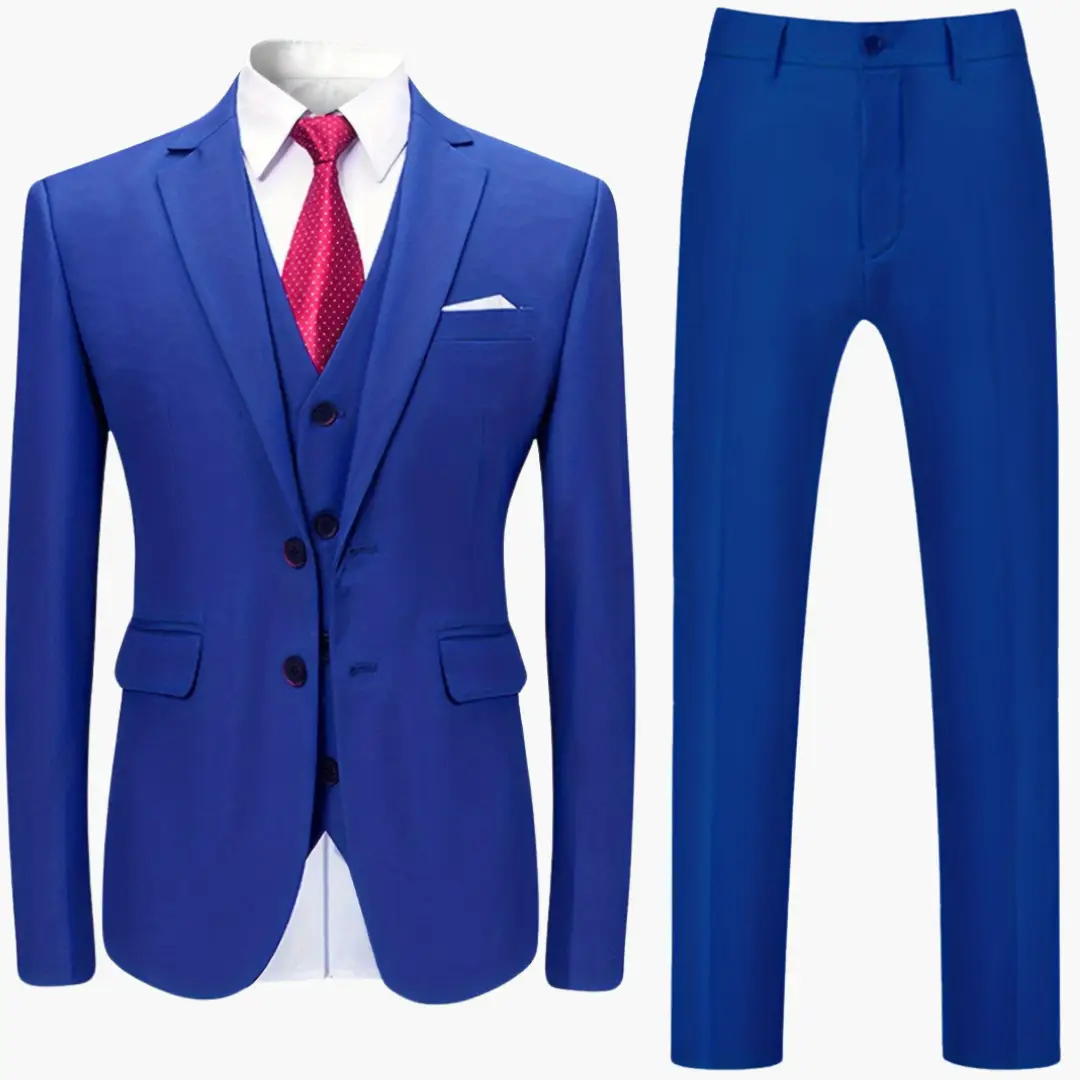 Wedding suit single-breasted by Wilfred Smith in blue with matching trousers