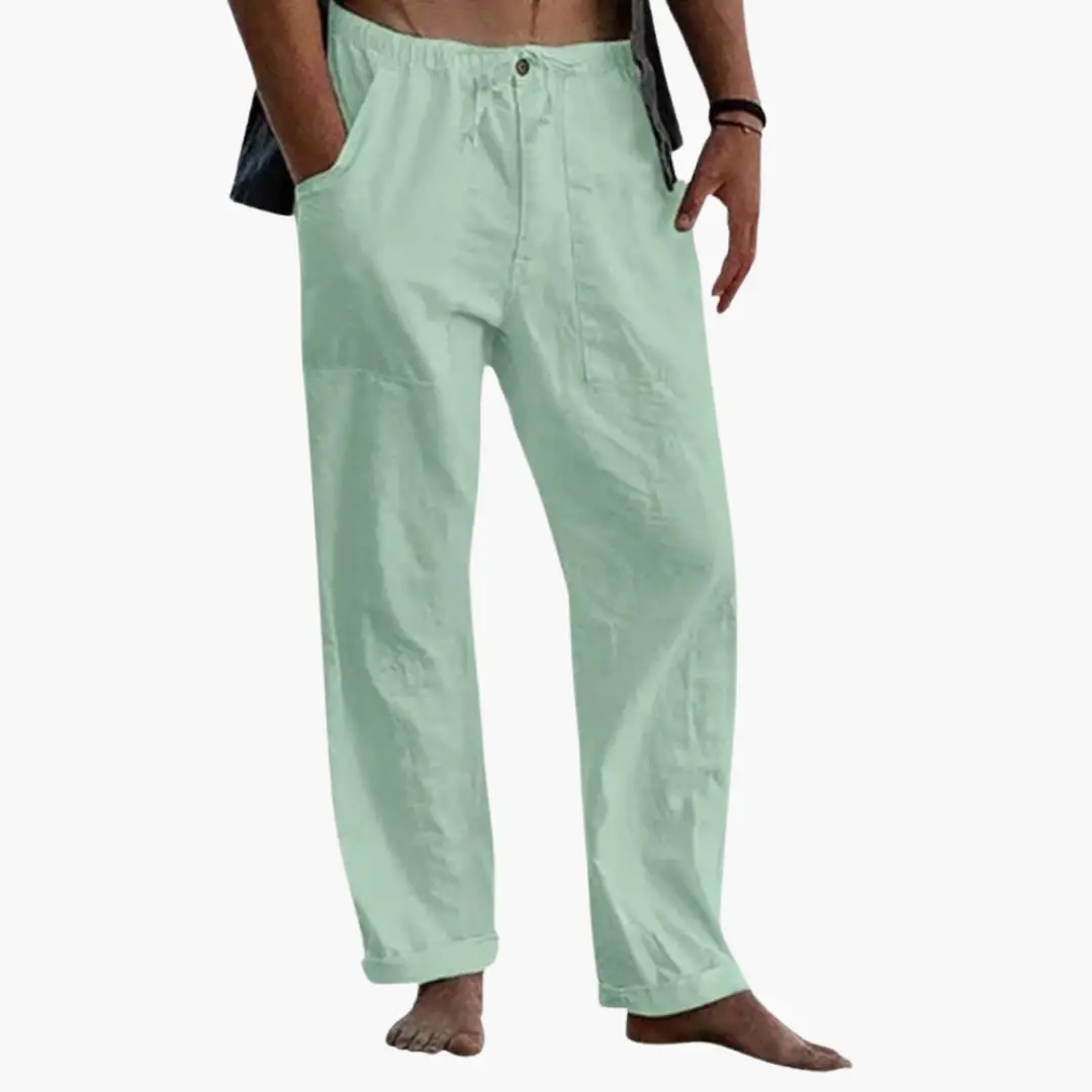 Leisure pants for men in mint green with drawstring waistband