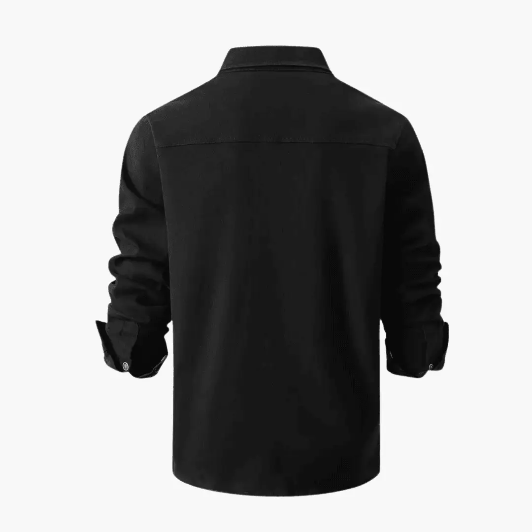 Men's black long sleeve shirt, premium cotton, slim fit