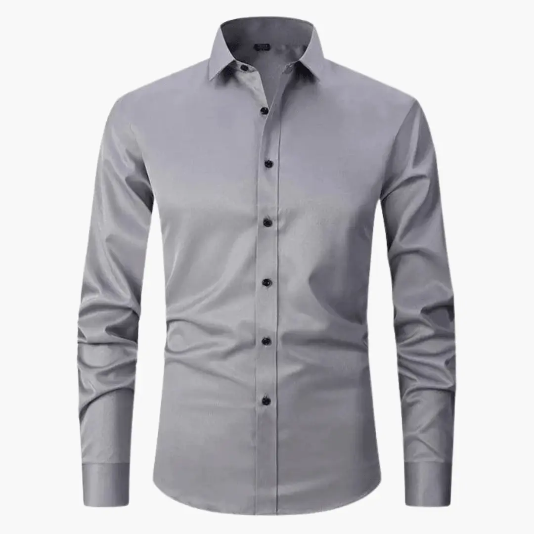 Slim-Fit Shirt for Men, gray button-down office shirt