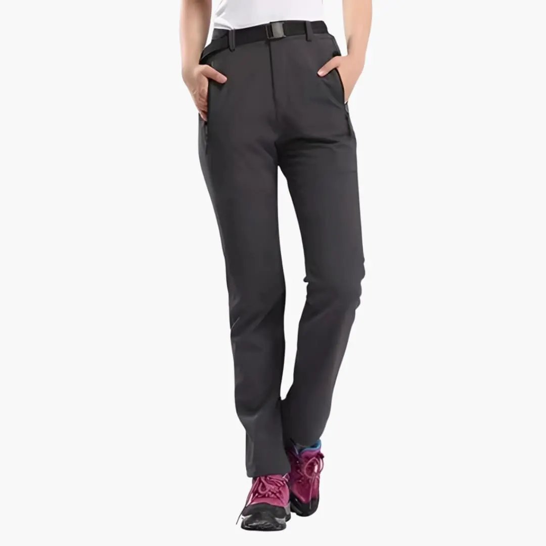 Women's hiking pants with straight leg in dark gray, Wilfred Smith activewear pants