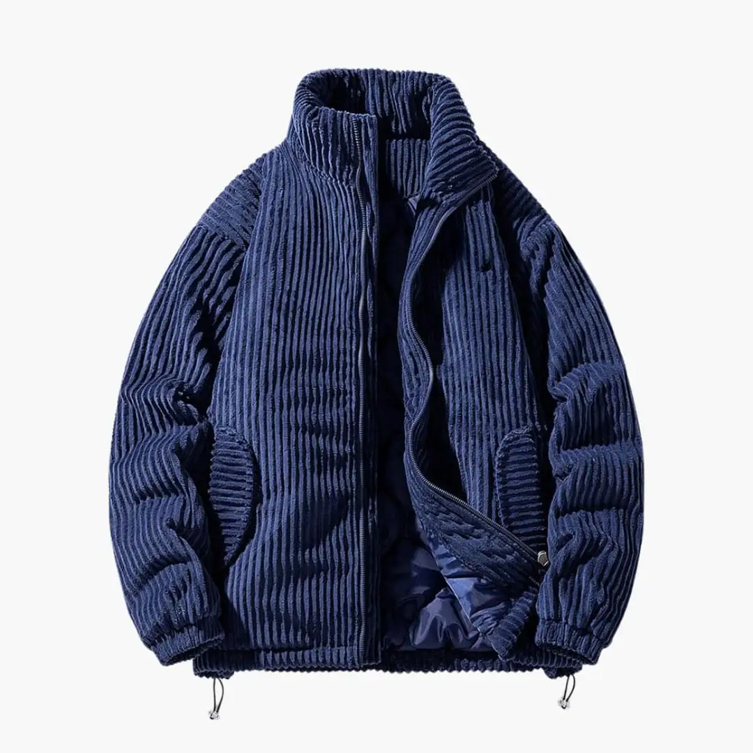 Wilfred Smith Men’s Corduroy Jacket with Zipper in Navy