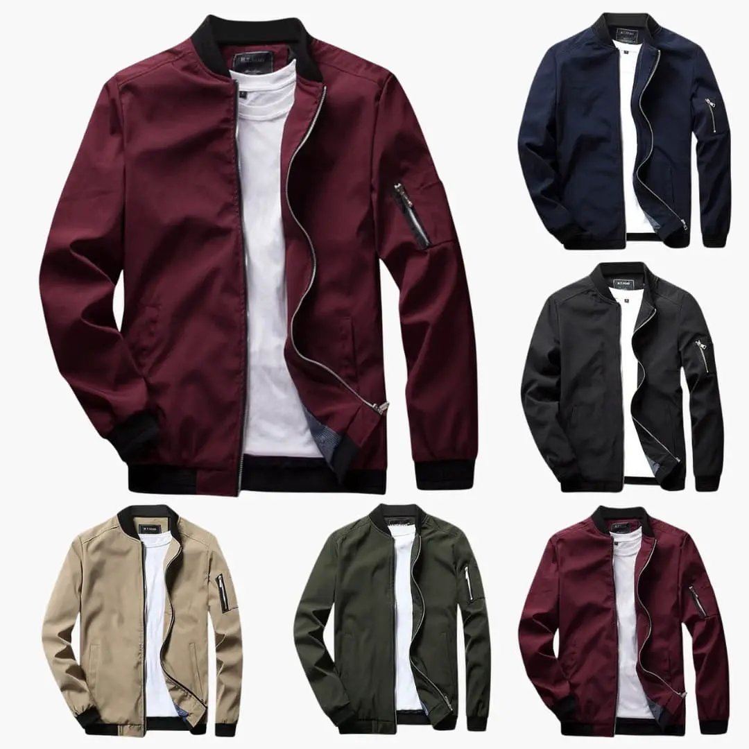 Men's bomber jackets by Wilfred Smith with zippers and side pockets in assorted colors (6)