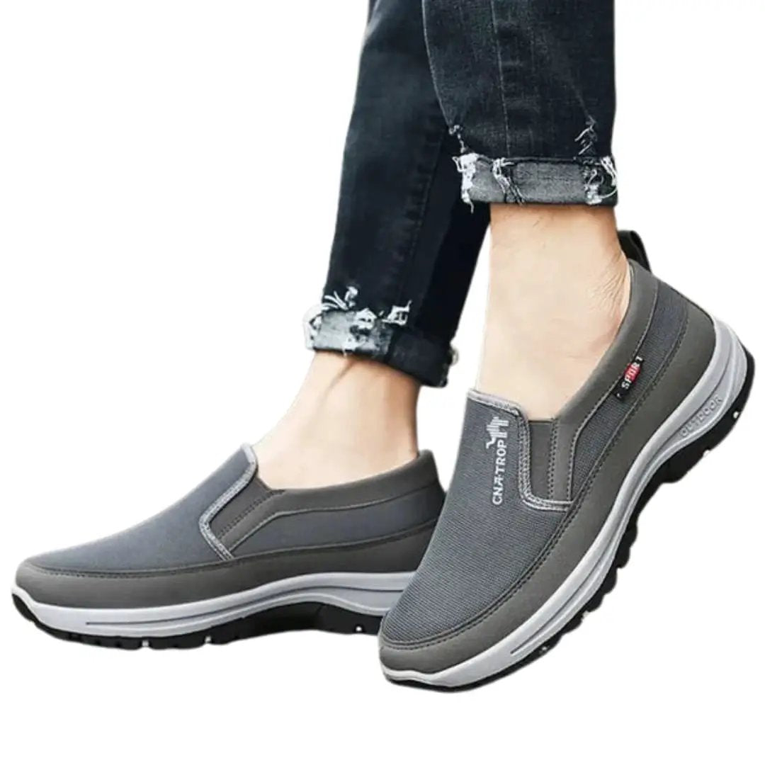 Men's orthopedic casual sneakers gray slip-on with textured sole, Wilfred Smith