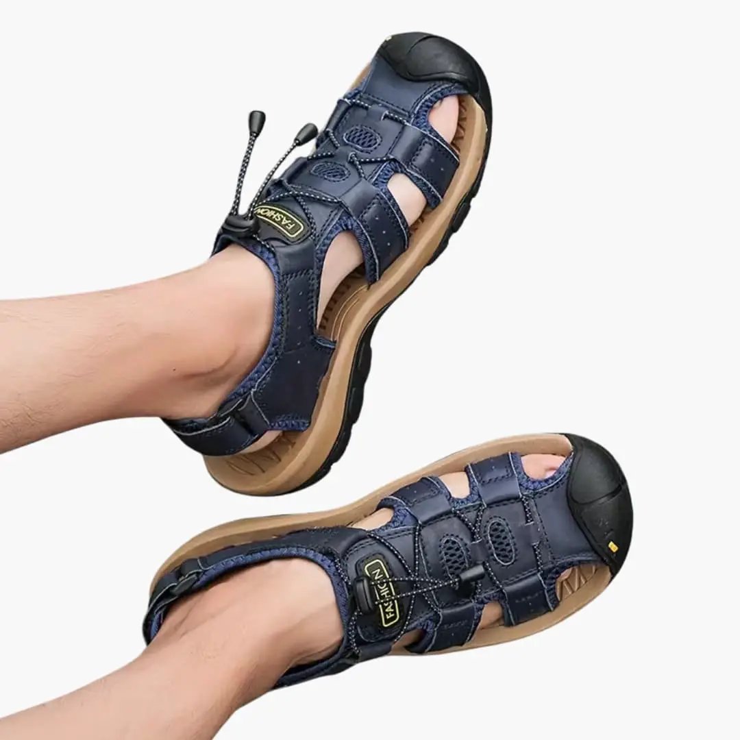 Men's Outdoor Water Shoes by Wilfred Smith, navy blue sandals with breathable design and soft sole