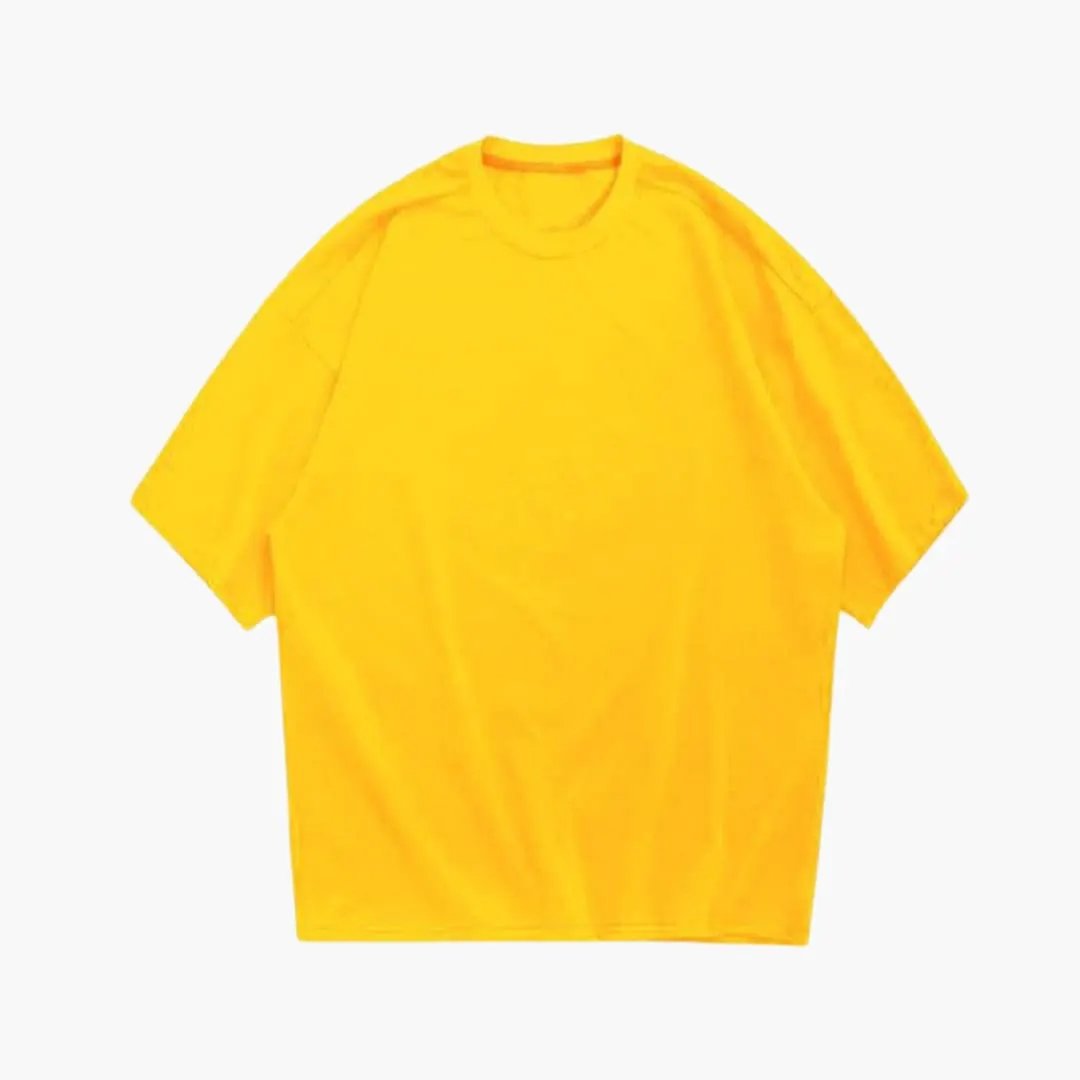 Men's oversized T-shirt by Wilfred Smith in solid bright yellow with crew neck and short sleeves.