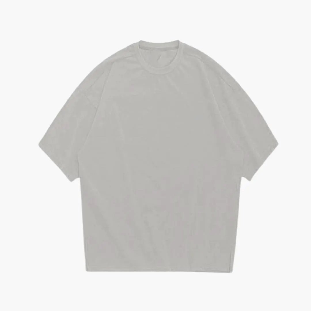 Men's oversized T-shirt in light gray with crew-neck