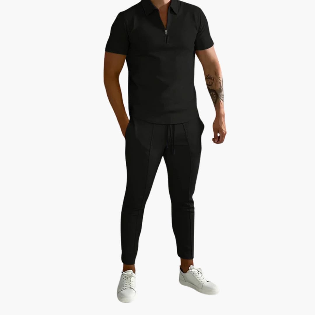 Men’s Sweatshirt and Jogger Set by Wilfred Smith, black two-piece outfit