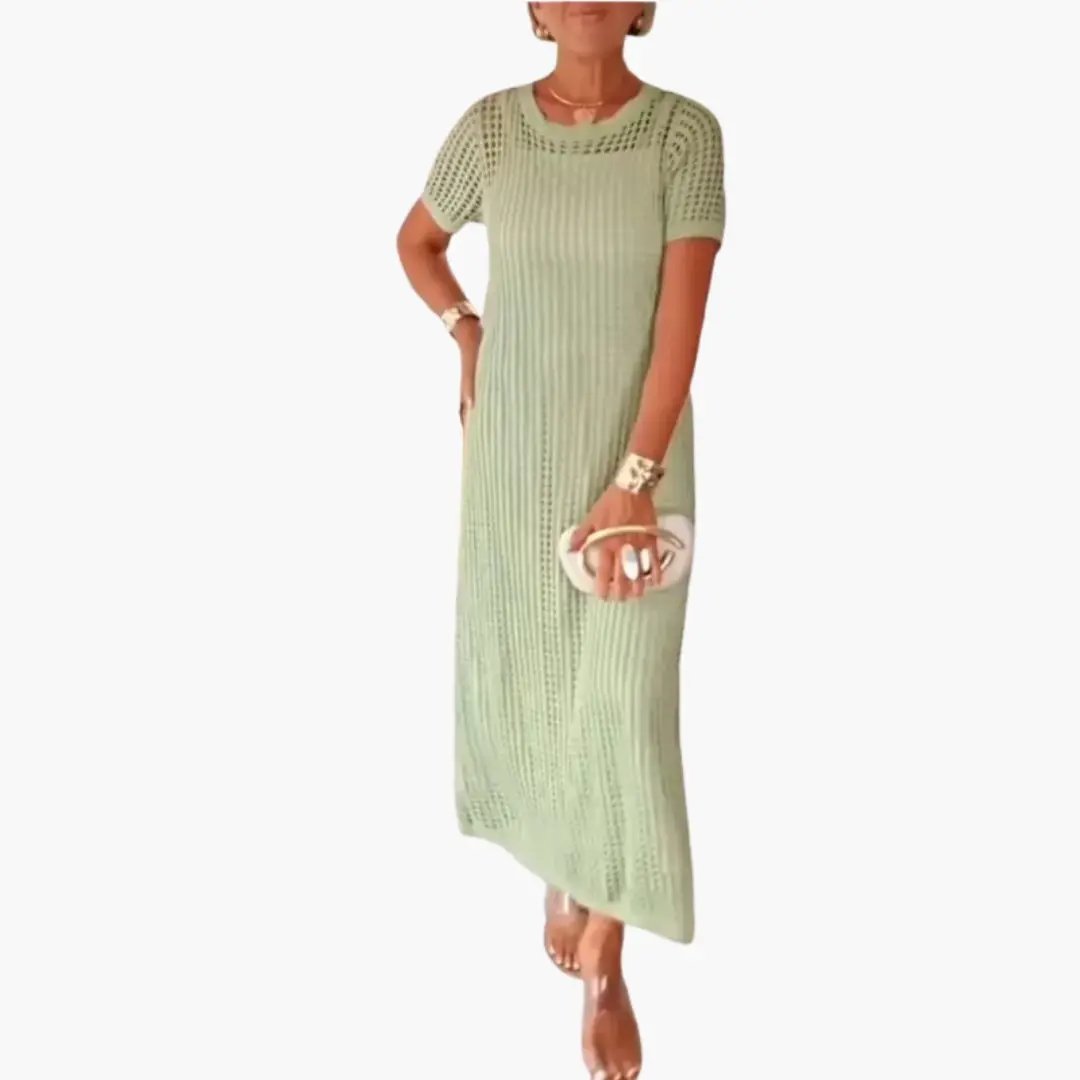 Women's mint-green knit maxi dress with cut-out details and inner lining by Wilfred Smith