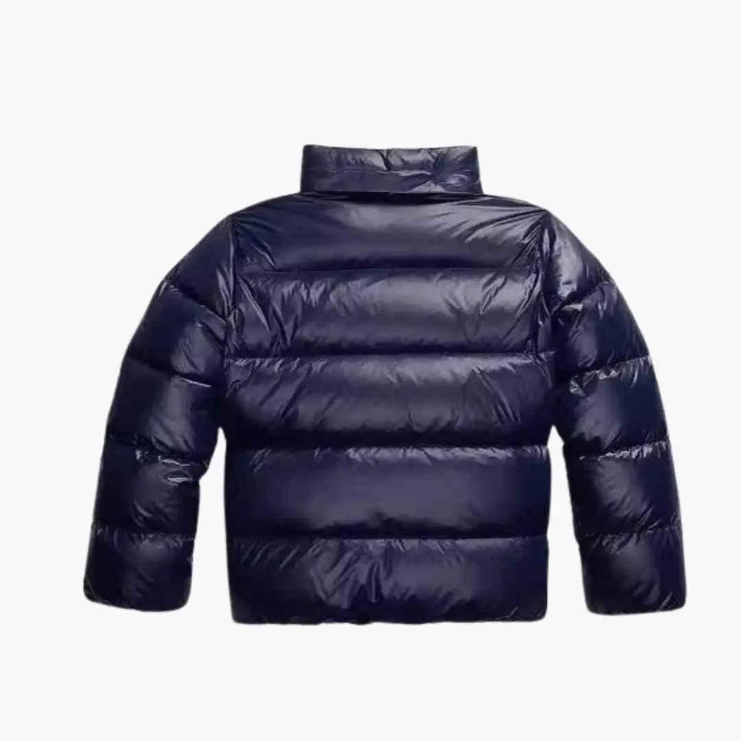 Women's navy blue short quilted jacket with zipper