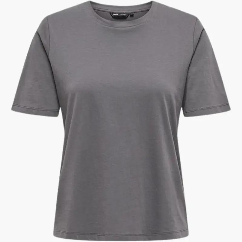 Women’s crew-neck short-sleeve T-shirt in gray, plain top by Wilfred Smith