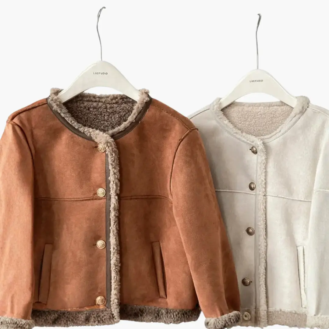 Two women's jackets with sherpa-style trim in tan and ivory, Wilfred Smith, Coats & Jackets