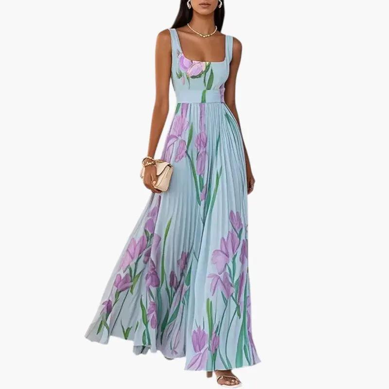 Women's Maxi Dress by Wilfred Smith with light blue floral pattern and A-line silhouette