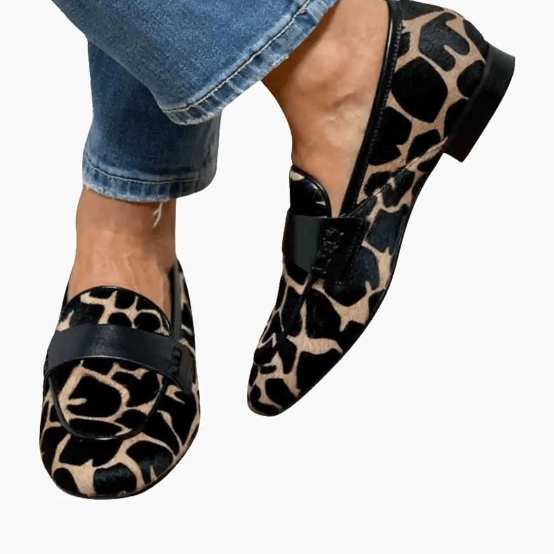 Women's orthopedic loafers leopard print flats with cushioned insole by Wilfred Smith