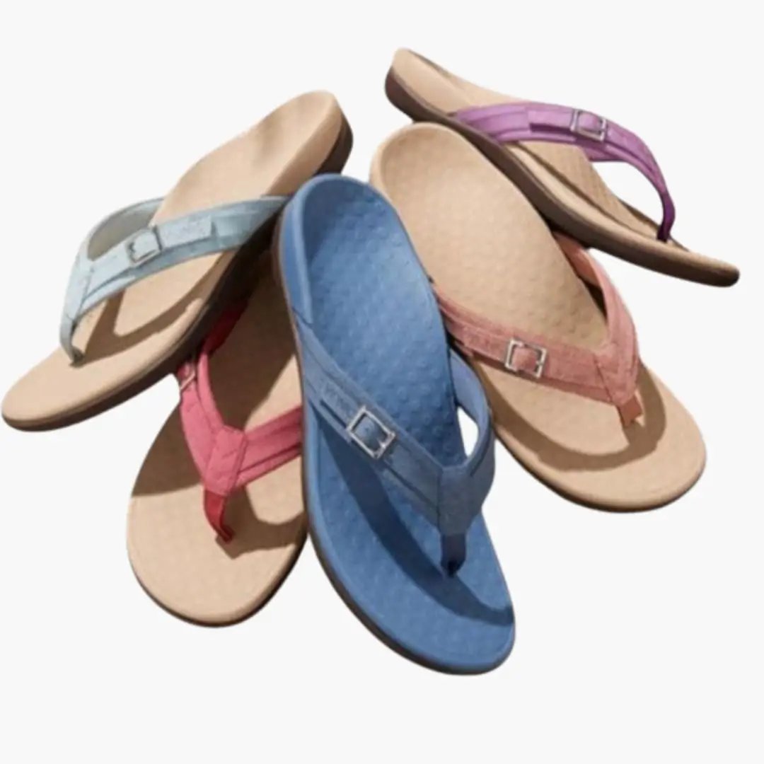 Women's orthopedic sandals with arch support, set of five in blue, pink, purple and beige