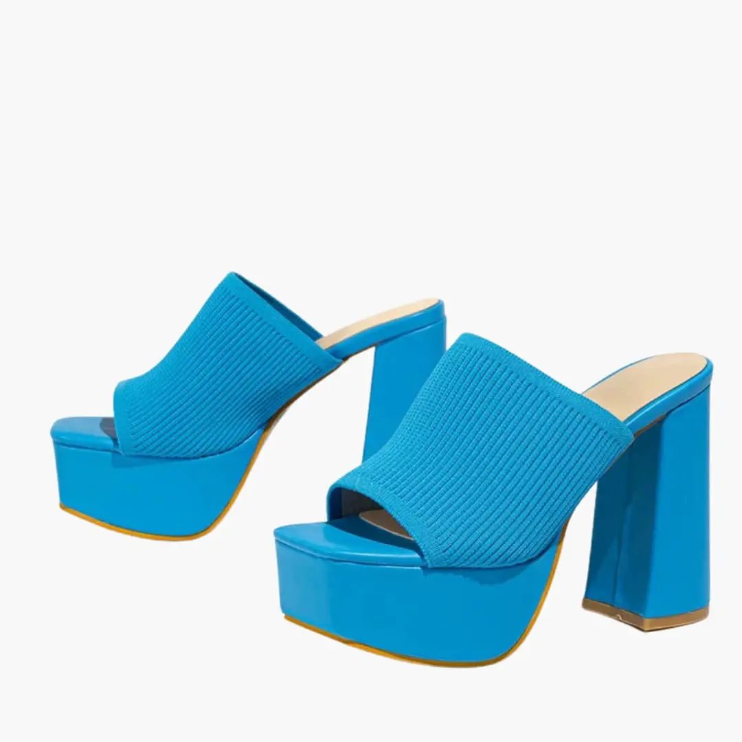 Women's platform sandals by Wilfred Smith with cushioned insole and slip-resistant sole in bright blue