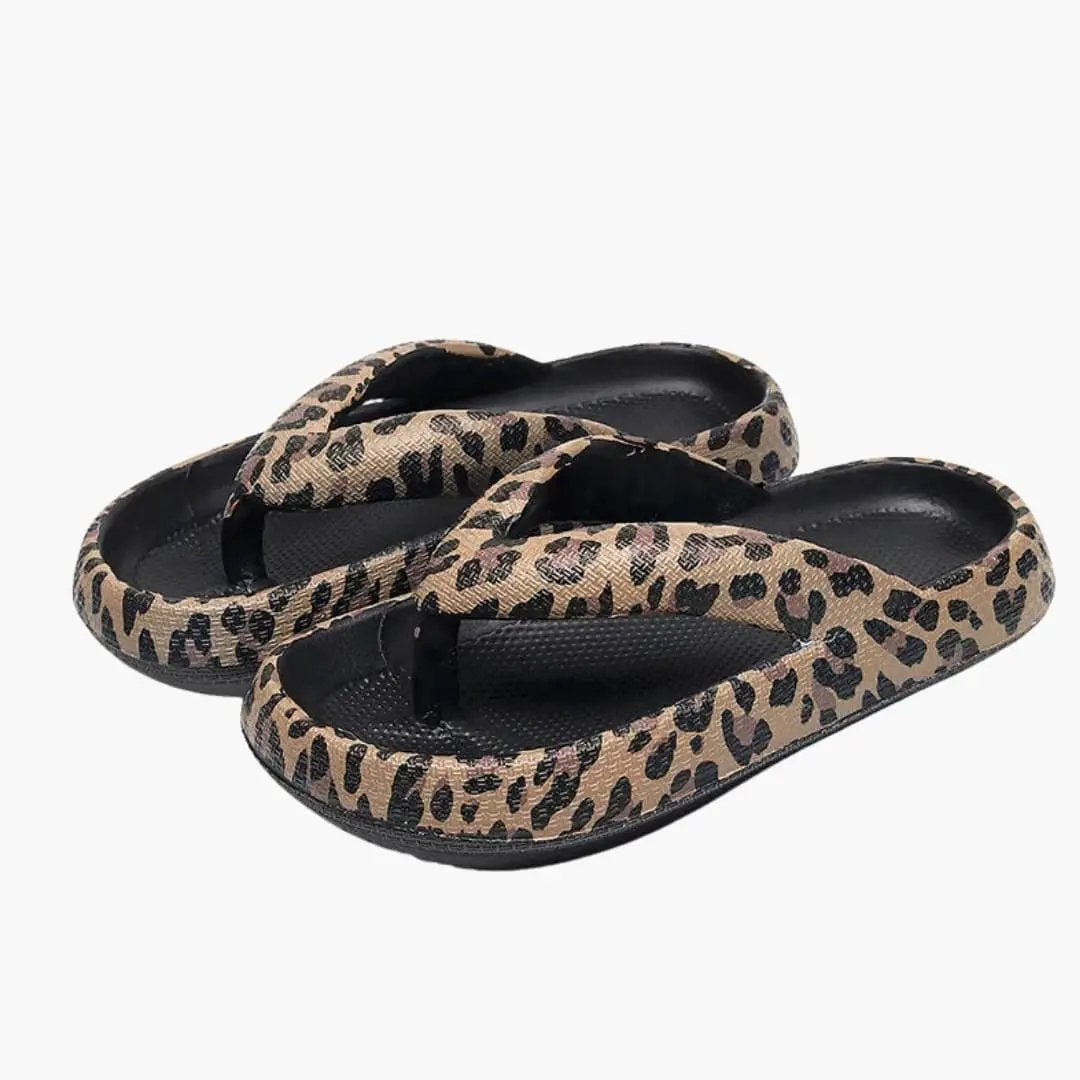 Women's Sandals leopard print with cushioned contoured footbed