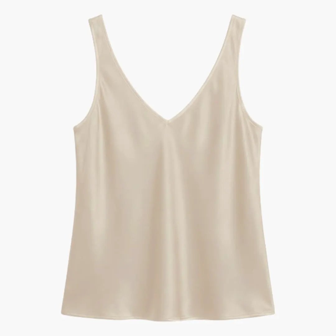 Women's Silk Tank Top by Wilfred Smith, sleeveless cream V-neck