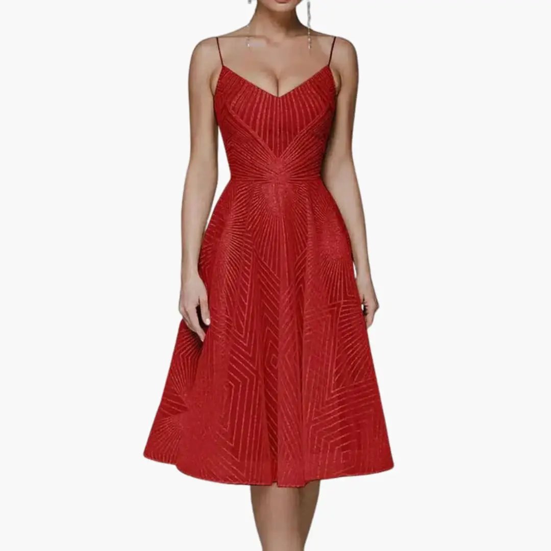 Women’s Sleeveless Midi Dress with Open Back in red by Wilfred Smith