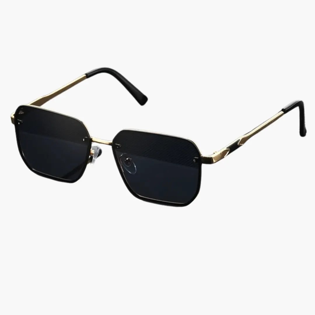 Women's Sunglasses by Wilfred Smith with geometric square gold-tone frame and UV400 lenses
