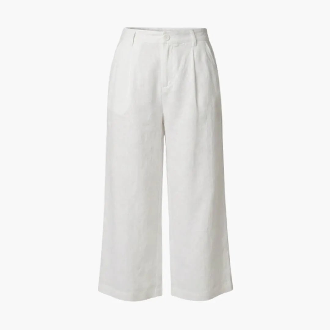 Women’s Trousers by Wilfred Smith: white wide-leg pants with elastic waist and side pockets