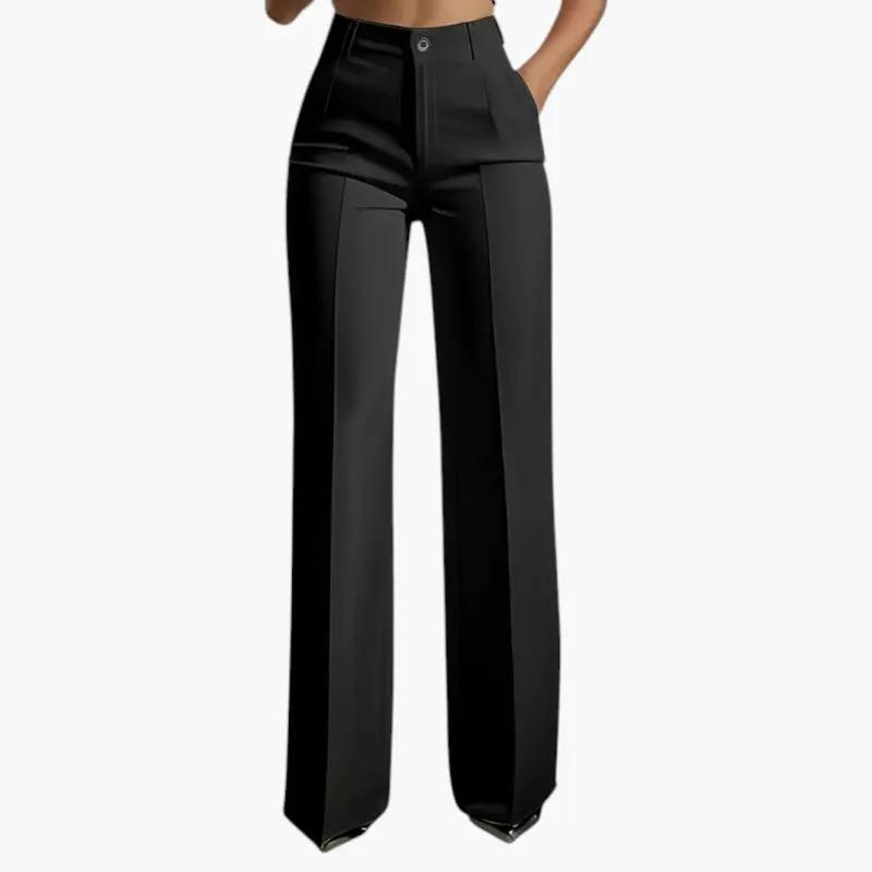 Women's high-waist straight-leg trousers in black by Wilfred Smith