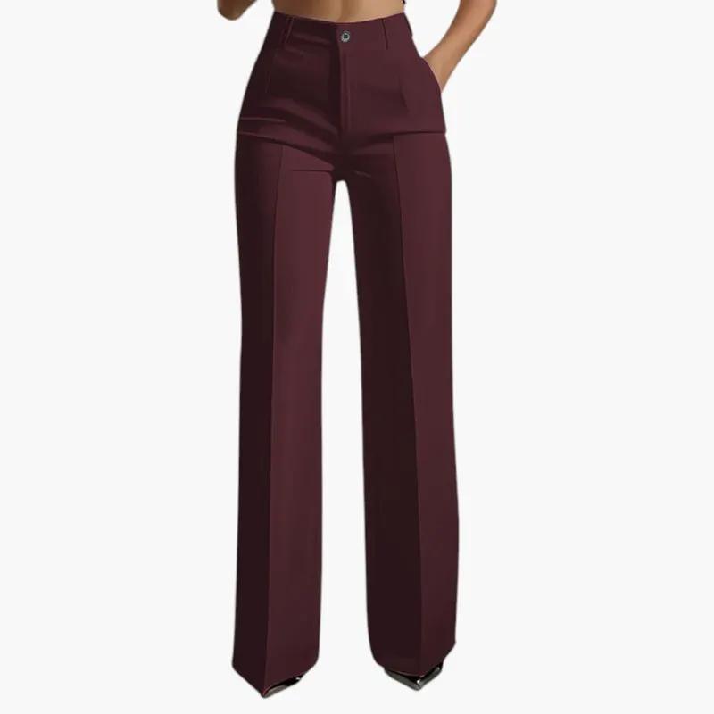 Women's trousers with high waist and straight leg in burgundy by Wilfred Smith