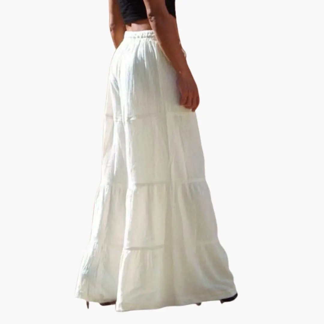 Women's wide-leg pants by Wilfred Smith in white with elastic waistband and drawstring