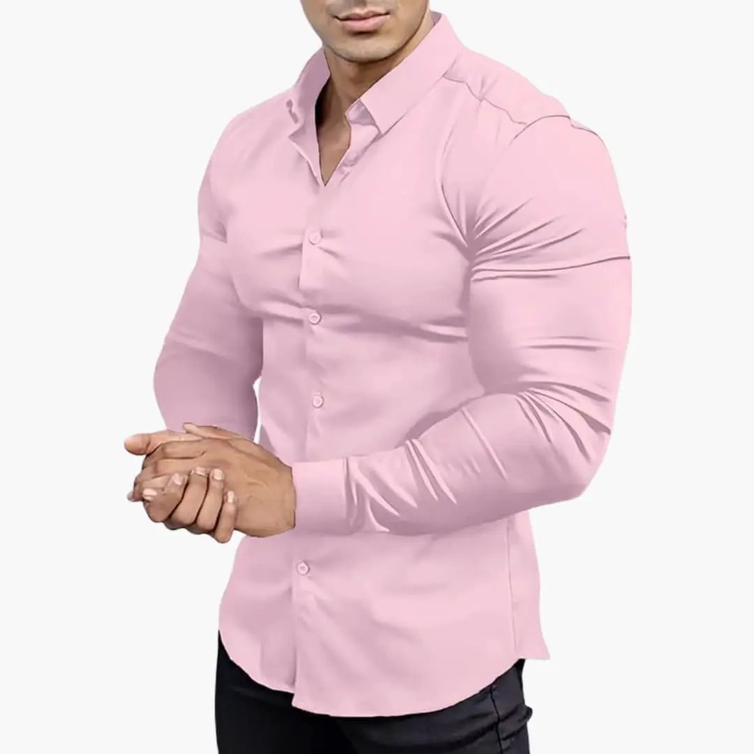 Slim-Fit shirt for men, pink long-sleeve dress shirt by Wilfred Smith