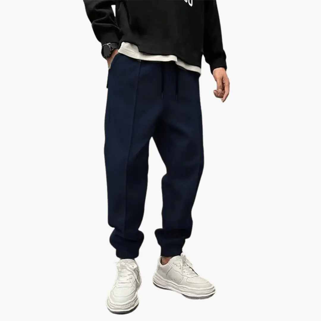 Men’s cargo trousers Wilfred Smith, navy, relaxed-fit with cuffed ankles
