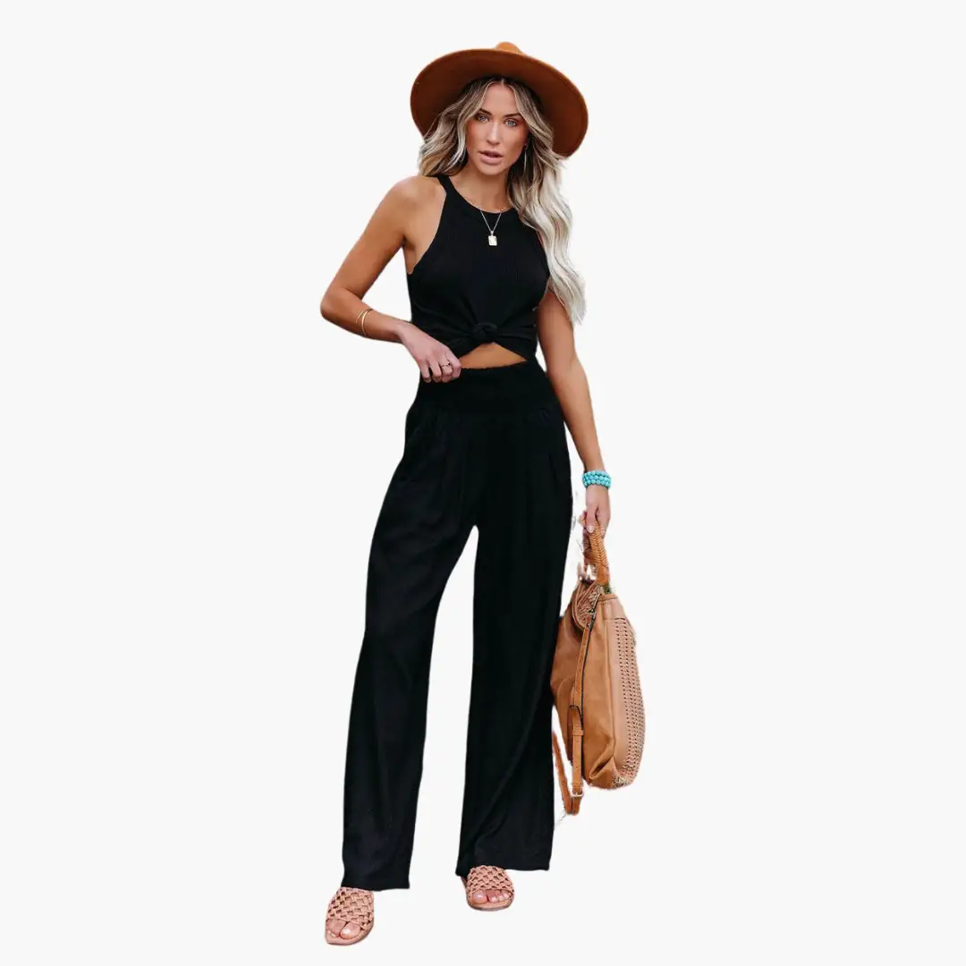 Palazzo Trousers for Women – wide black summer pants by Wilfred Smith
