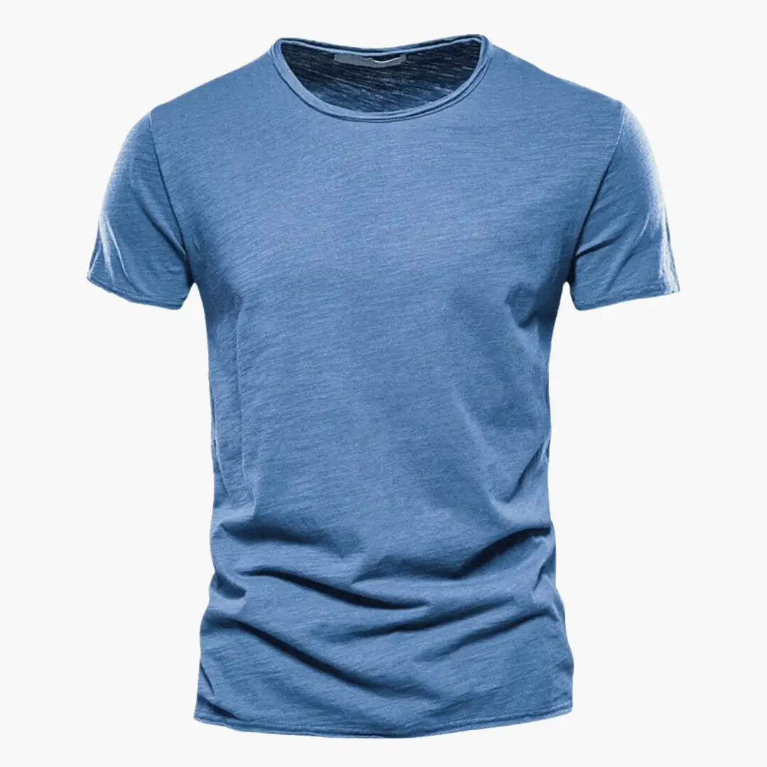 Men's blue T-shirt for summer, casual and comfortable.