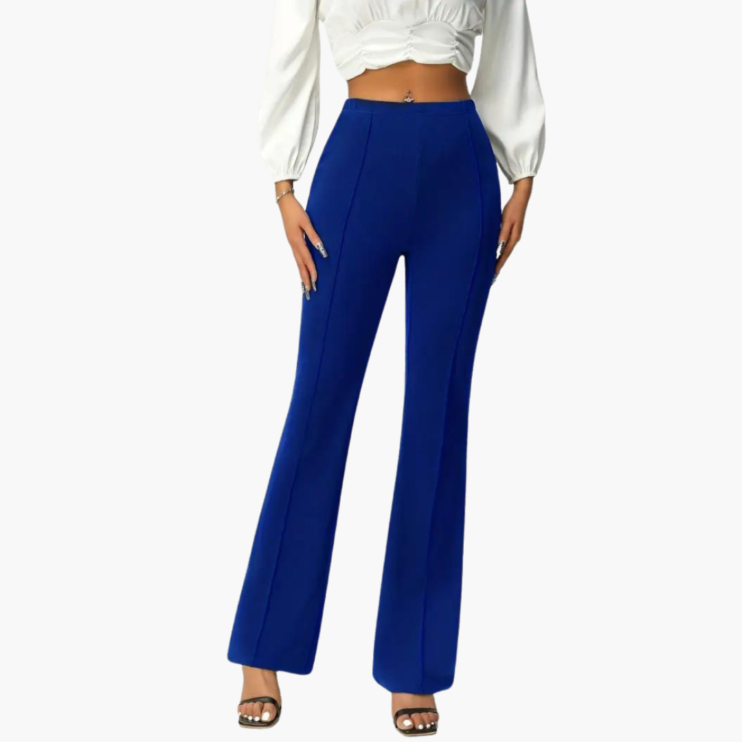 Elegant flared pants for women in royal blue with stretch by Wilfred Smith