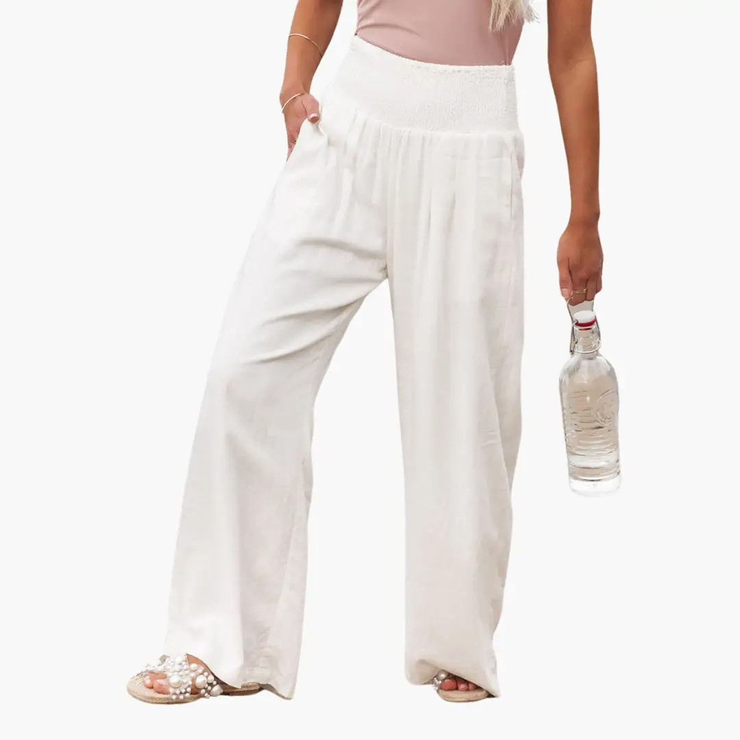 Palazzo Trousers for Women in white, wide-leg summer pants by Wilfred Smith