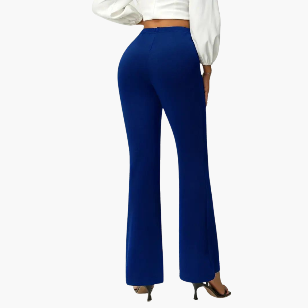 Elegant Flared Pants for Women with Stretch Fit in royal blue