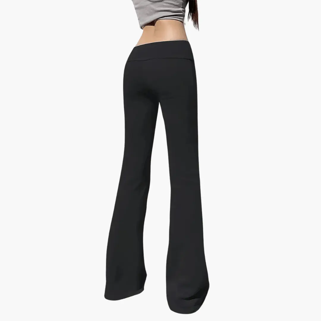 Flared knitted trousers for women by Wilfred Smith in black with high waist
