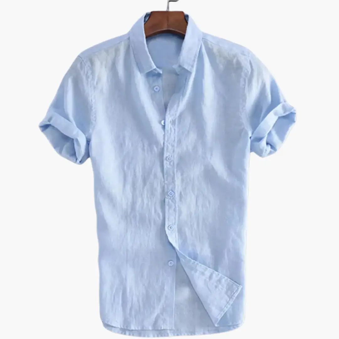 Casual white shirt for men by Wilfred Smith, short sleeves