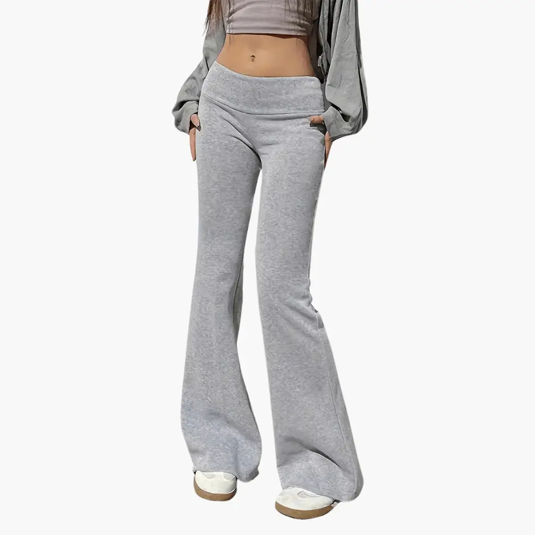 Wilfred Smith flared knitted trousers for women in heather gray with a high waist and side pockets