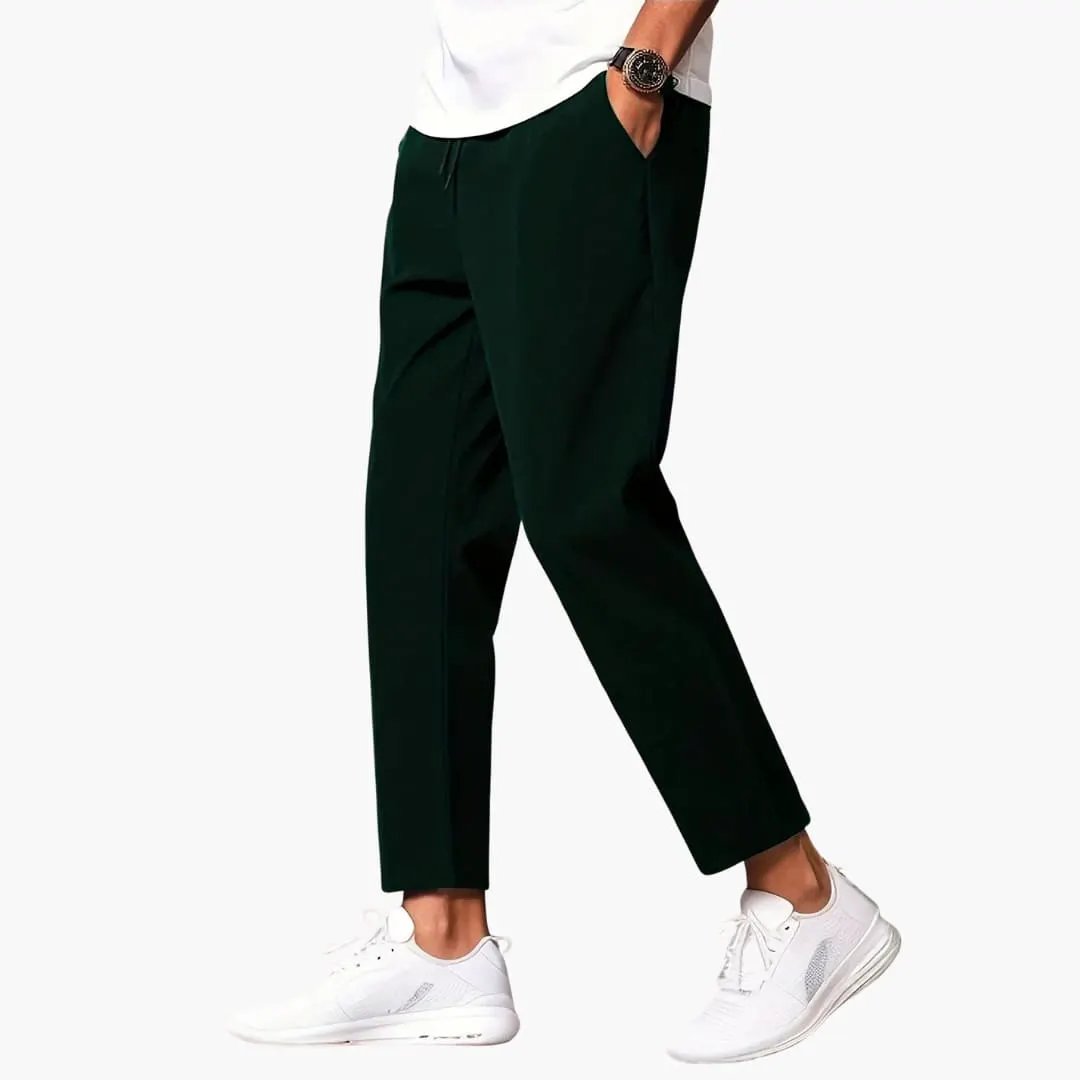 Men’s Joggers by Wilfred Smith in dark green with straight legs and pockets